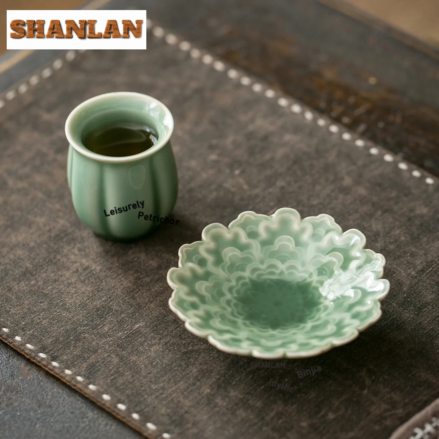 2 قطعة/الوحدة الإبداعية سيلادون الوقايات اليابانية وسادة ساخنة ل فناجين القهوة الصحن المنزلية مكافحة تحرق المفارش حامل الكأس حفل الشاي #3