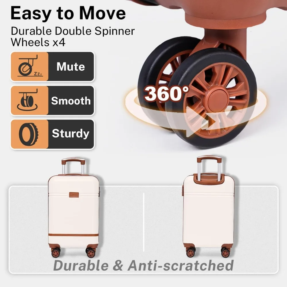 Von Fluggesellschaften zugelassenes 3-teiliges Hartschalen-Koffer-Set mit Spinnerrädern und Kulturtasche – Gepäck aus PC+ABS-Material