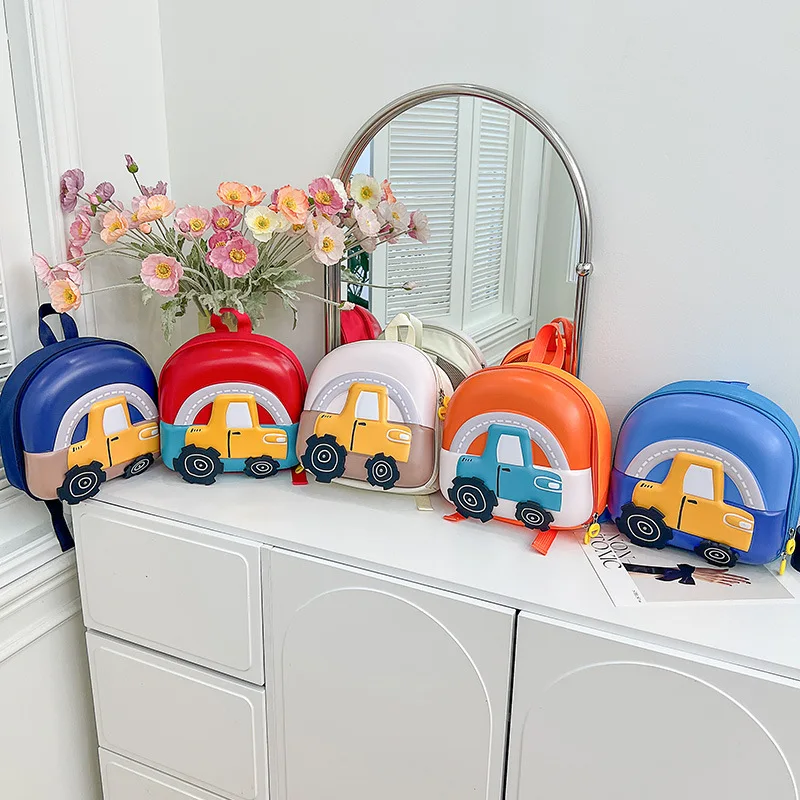 Kids Kindergarten Backpack Oxford Cloth Cute Car Print Backpack Toddler Lightweight Casual School Bag