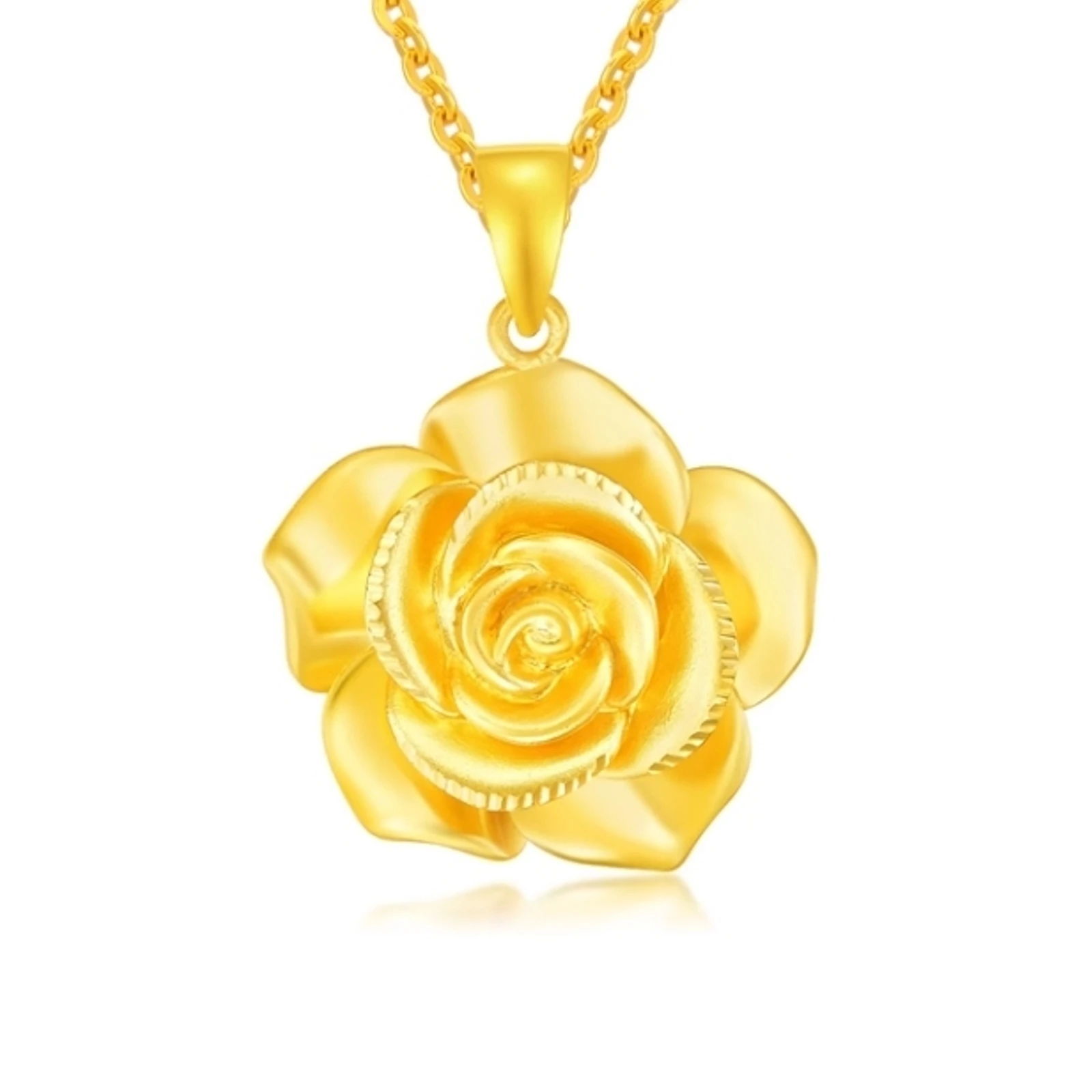 

1PCS Real Pure 999 24K Yellow Gold Lucky Men Women Best Gift Rose Flower Pendant 1.55g