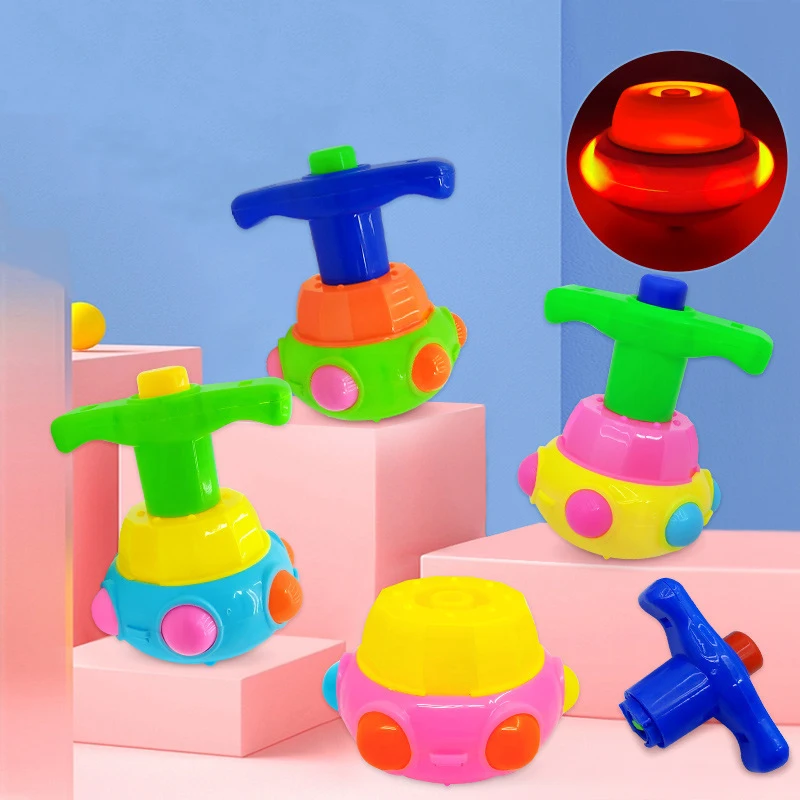 New Macaron Light-emitting Gyro Classic Nostalgic Traditional Toys With Lights Music Spinning Gyro Children's Toys Gifts