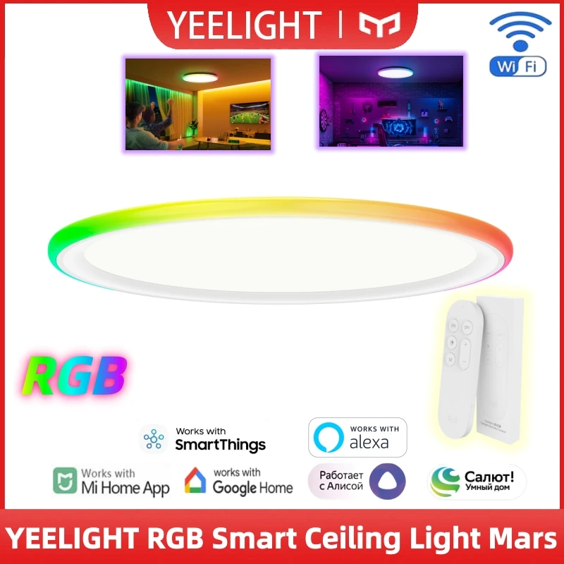 

Умный потолочный светильник YEELIGHT RGB Mars RGB с 16 миллионами цветов, подсветкой по краям, Wi-Fi и голосовым управлением, Ra90, поддержка Mi Home