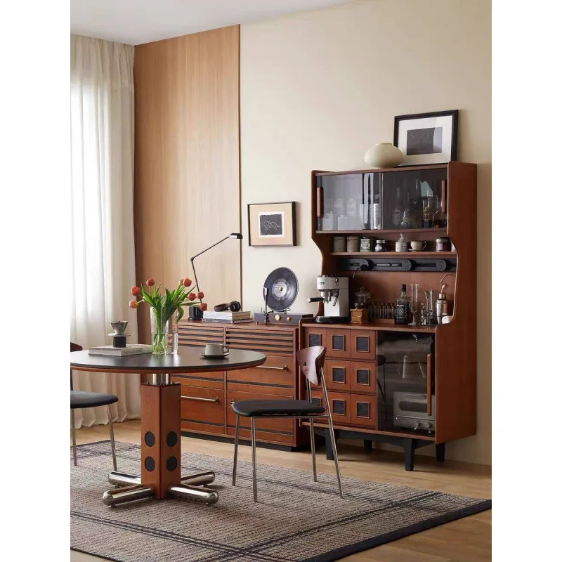 خزانة جانبية لتناول الطعام من الخشب الصلب الفرنسي مقابل خزانة تخزين الحائط وخزانة غرفة المعيشة وخزانة ضيقة #4