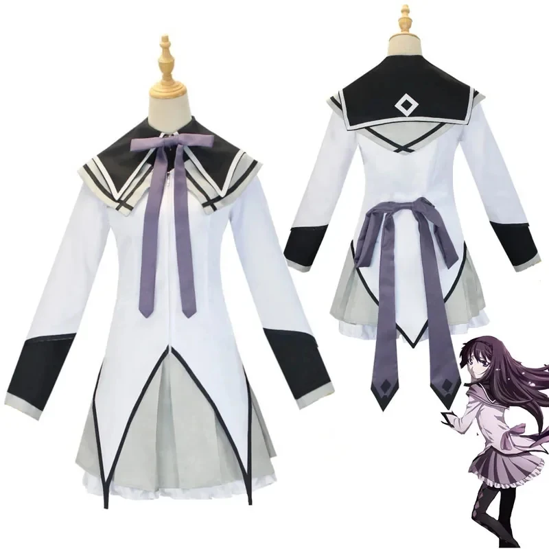 

☆SunlCos Skirt Anime Magical Puella Magi Cosplay Costume Fighting Uniform Stockings Akemi Homura Outfits☆