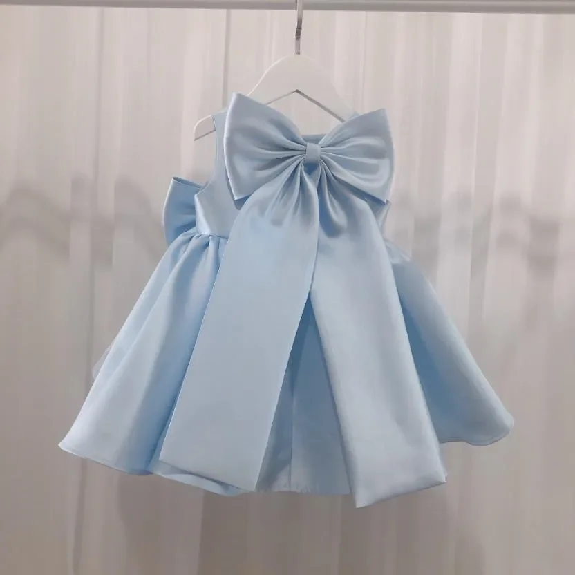 Baby Spanish Lolita Princess Ball Gown Bow Sleeveless Design Birthday Baptism Party Girls Dresses For Easter Eid A2386