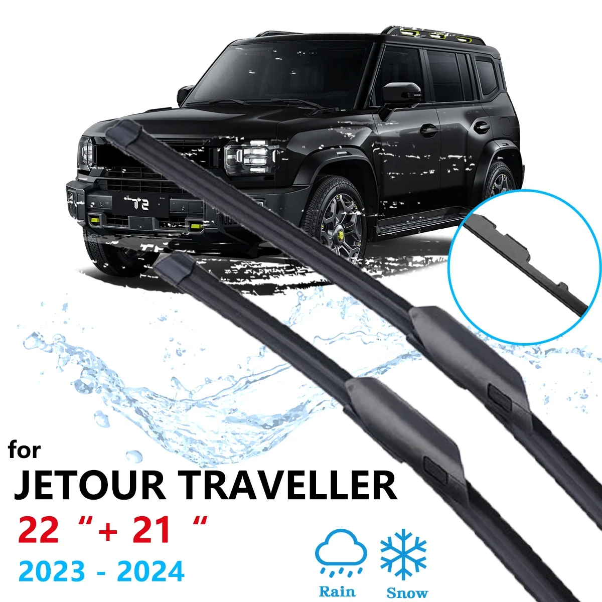 

For Jetour T2 Accessories 2023 2024 2025 Traveller Car Front Wiper Blades Cleaning Window Windshield Windscreen Rubber Brushes