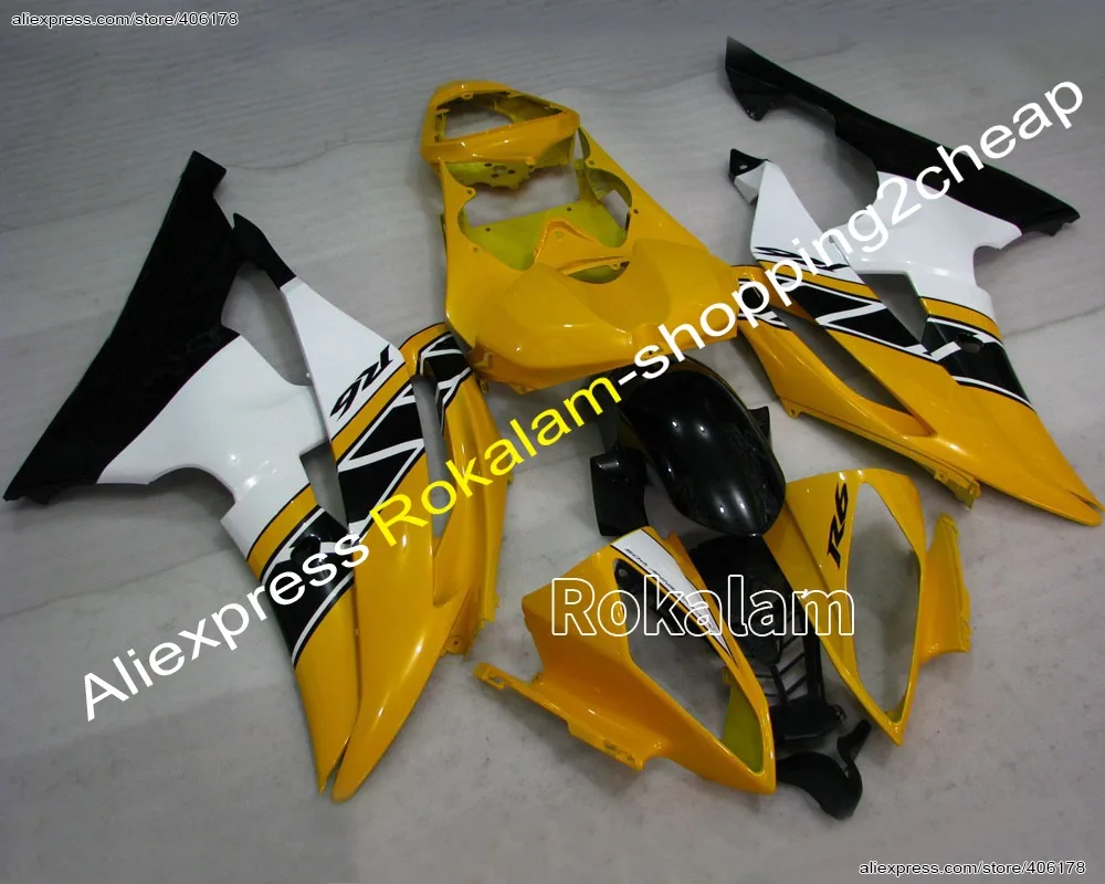 

Motorcycles For Yamaha YZF R6 2008-2016 YZF-R6 YZF600 R6 08-16 R6 Yellow Black White ABS Fairings Kit (Injection Molding)