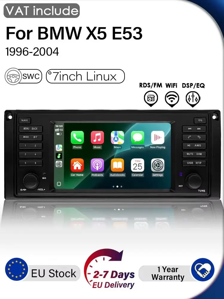 Inteligentne systemy samochodowe LELV do BMW serii 5 E39 X5 E53 M5 1996-2003 Multimedia 2din Autoradio Android Auto Carplay LINUX 4G — 2