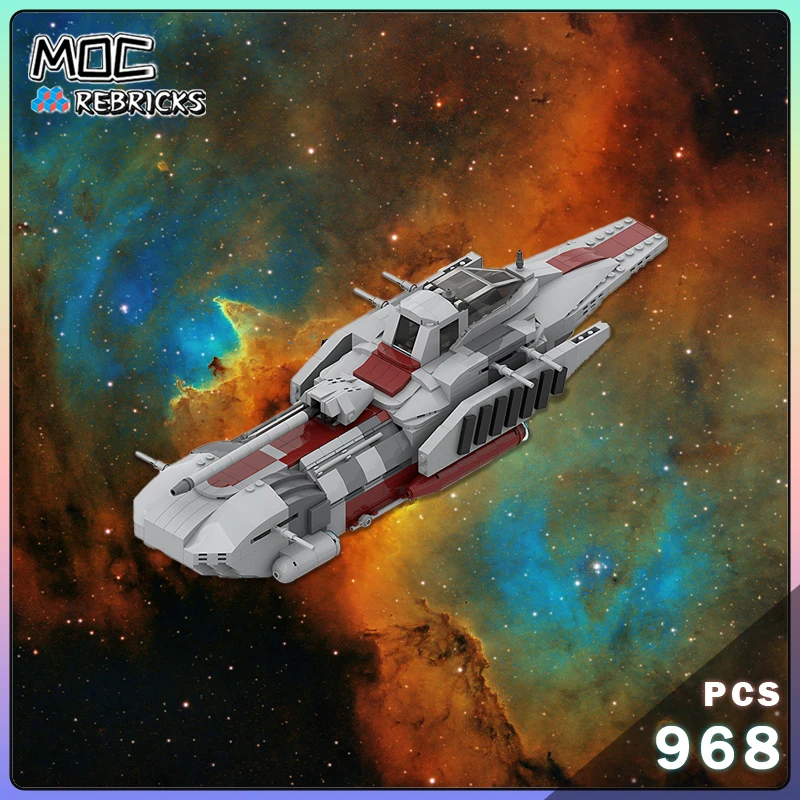 Space Battle Republic BattleCruiser Model MOC-129081 Galaxy Transport Spacecraft Building Blocks Bricks Assembly Toy Gift