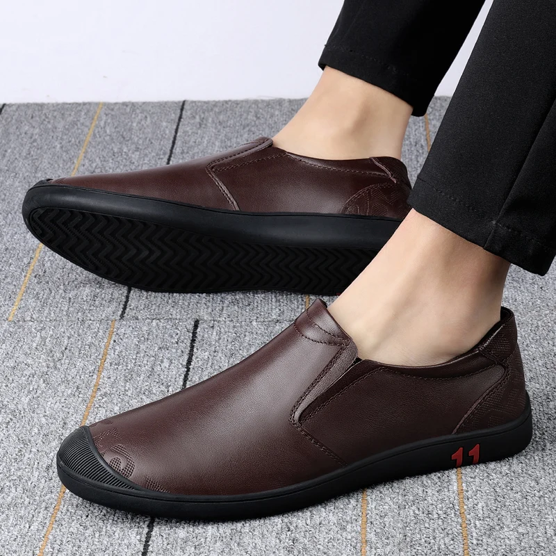 Male Comfy Business Shoes Genuine Leather Slip on Mens High Quality Genuine Products Loafers Casual Shoes Men Designer Moccasins