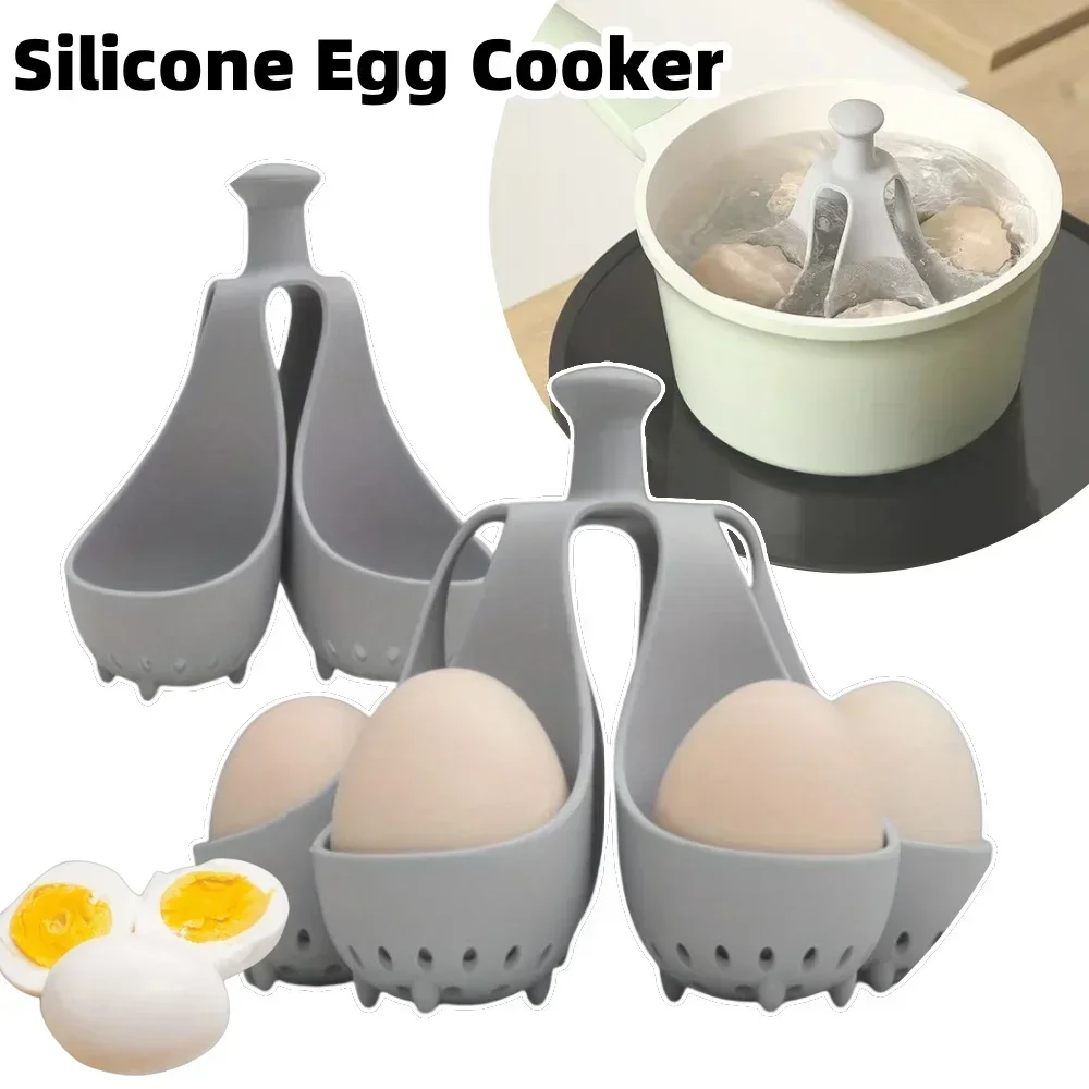 4/6 Holes Silicone Egg Boiler Rack Freestanding Egg Boiler Household Steamed Egg Tray Cooker Kitchen Portable Storage Gadget