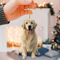 Cute Golden Retriever Car Mirror & Keychain Versatile Charm Acrylic Dog Backpack Hanging Ornament Decor & Gift For Festive Party