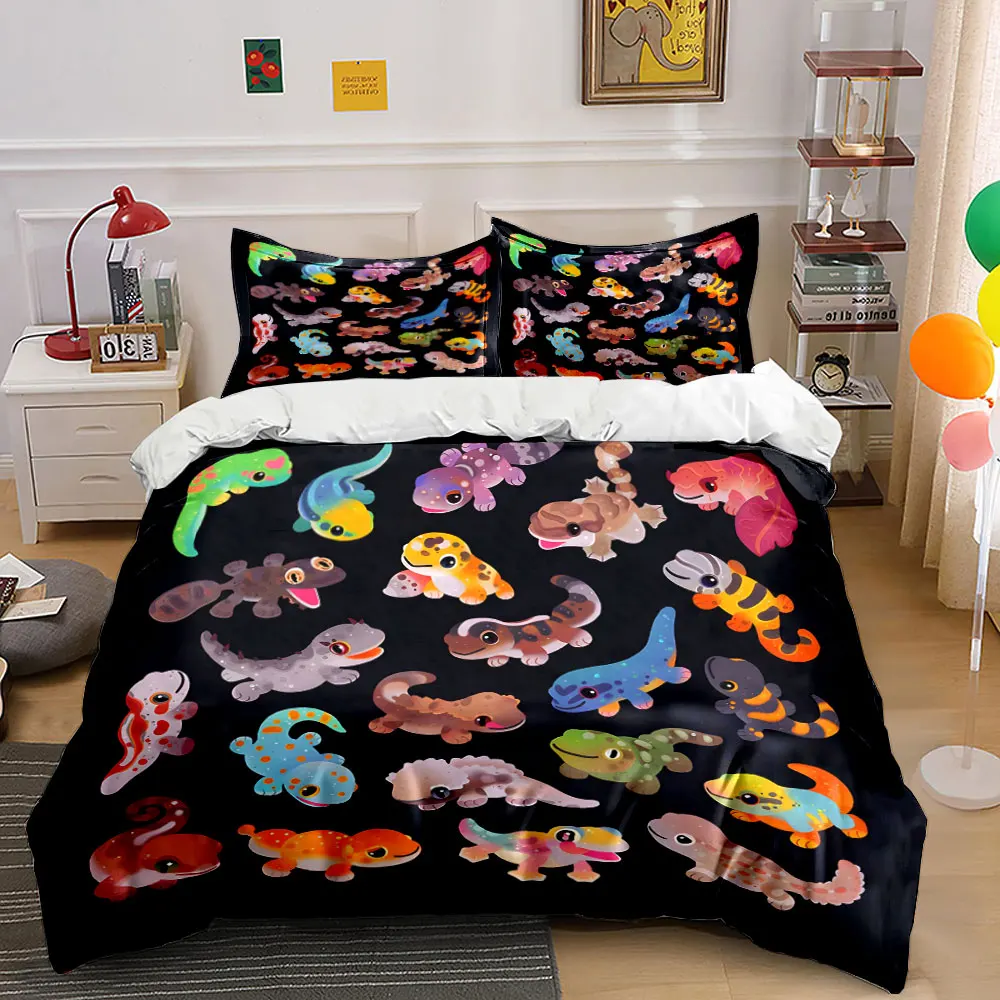 

Cute Cartoon Style Lizard Collection Print Soft Comfortable Duvet Cover Bedding Set Included 1*Duvet Cover 2*Pillowcases