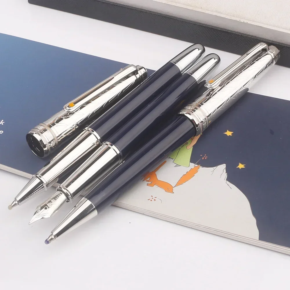 New Little Prince Mb Blue Rollerball Pen Metal Silver Best Ballpoint Fountian Pen Writing Office Supplies with Serial Number