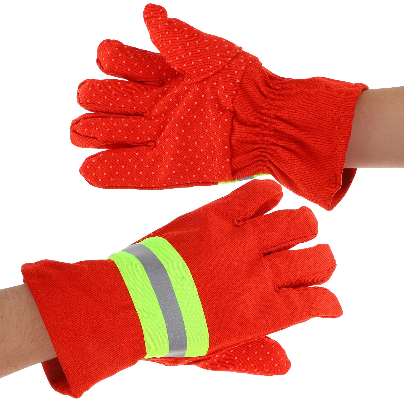 

1 Pair Flame Retardant Protective Gloves Insulated Heat Resistant Safety With Reflective Strip For Firefighting