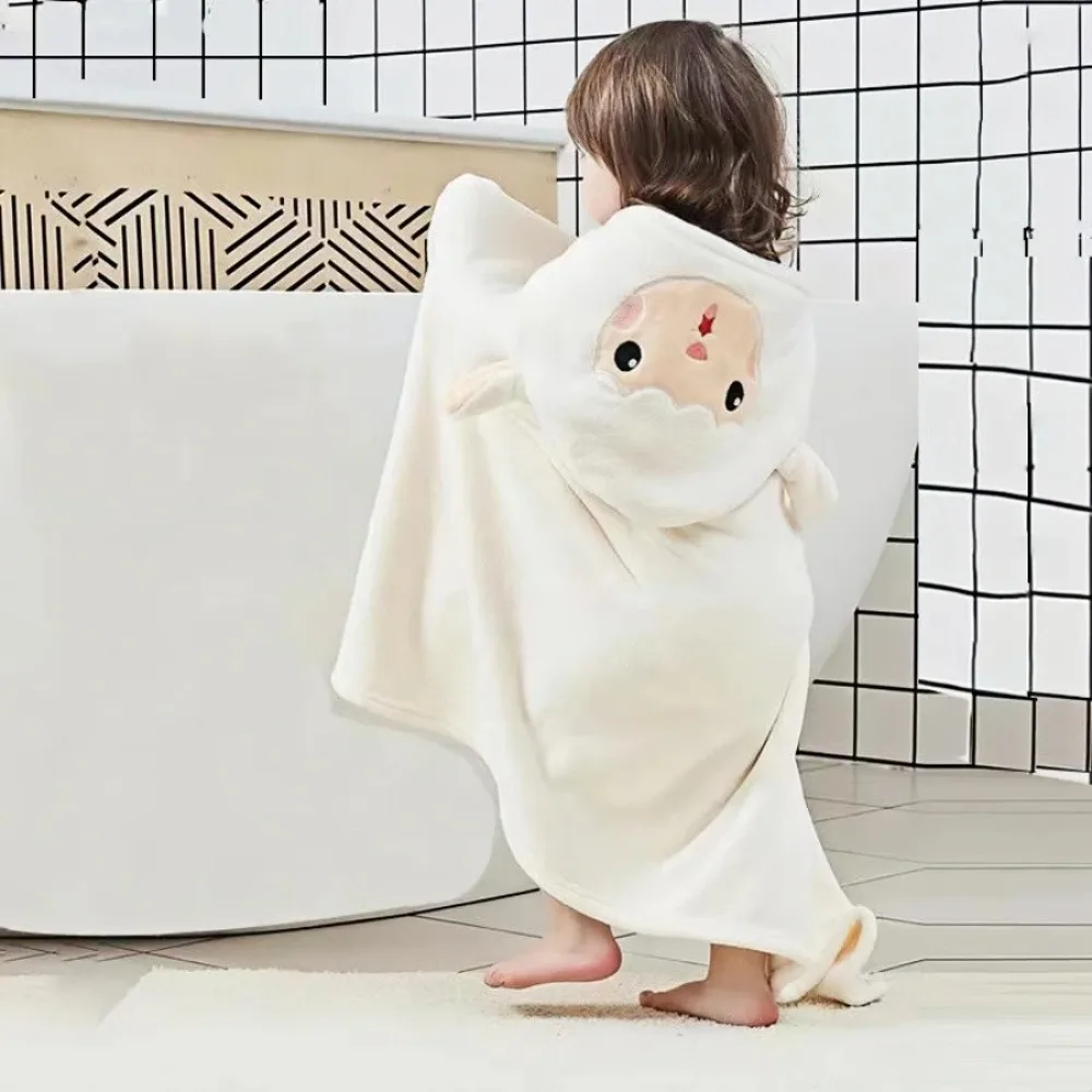 Cartoon Duck Baby Bath Towel Hooded Beach Towel Newborn Boys Girls Coral Fleece Bath Towel for Infants and Toddlers
