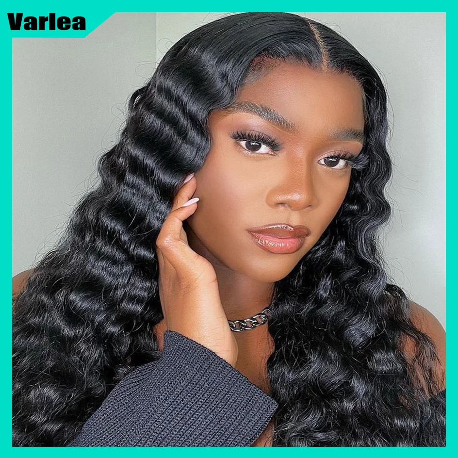 Varlea 200% Density Curly Hair Bundles With 4x4 Closure Bundles Water Wave Human Hair Wig Deep Wave Wigs 5x5 Hd Lace Closure