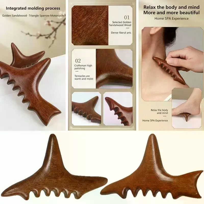 Triangular Bird Shark Shape Massage Stick Foot Gua Sha And Acupressure Tool Full-Body Meridian Trigger Point Relaxation Device