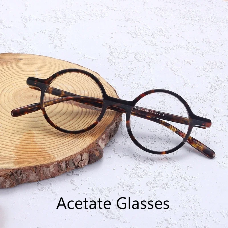 OLLYMURS, monturas de gafas graduadas ópticas redondas Retro de lujo para hombres y mujeres, gafas de moda de acetato de alta calidad 98031