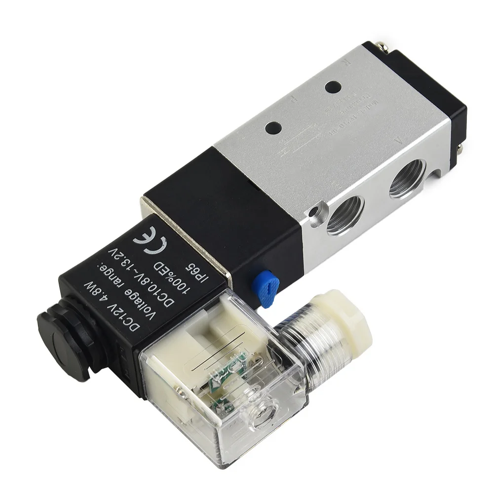 Pneumatic Valve, 4V21008 Solenoid Valve, 12V DC, Two position Five way, Thread BSPT, Max Pressure Resistance 1 2Mpa