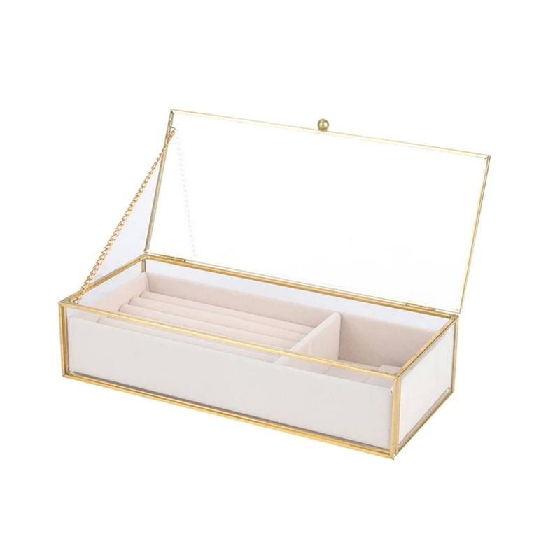 Glass Jewelry Container for Collectors with Dividers for Efficient Organization