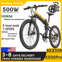 Electric Bike  Bezior X500PRO Electric Mountain Bike 26inch Magnesium Wheel 48V10.4ah 500W Folding Bike Max Speed 35km/h Bicycle