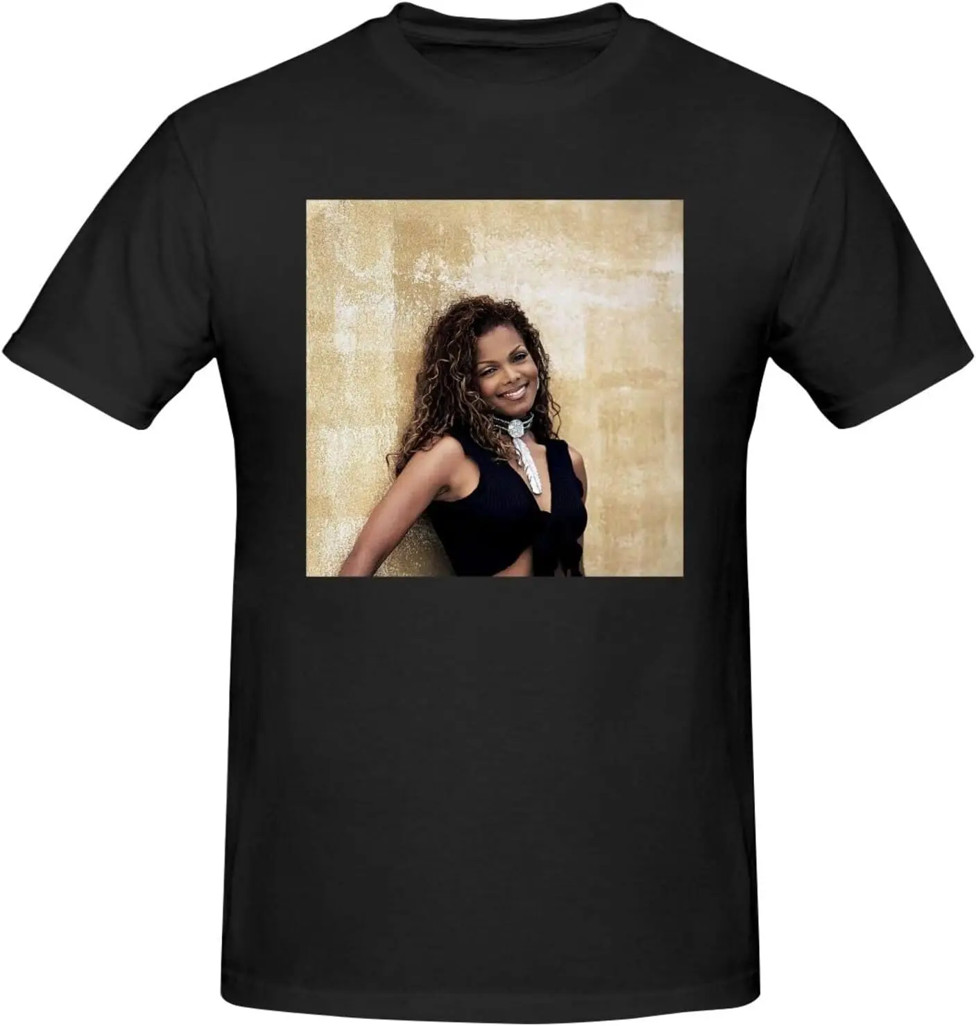 Janet Music and Jackson Men's T-Shirt Soft Cotton Crew Neck Short Sleeve T Shirts Stylish Graphic Tees Black