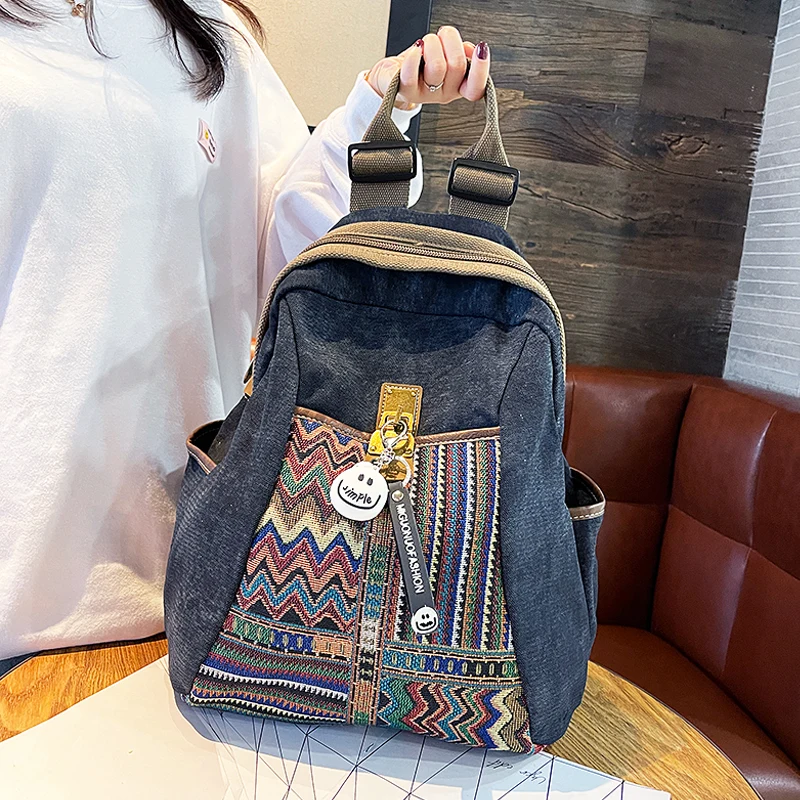 Large Capacity Travel Backpack for Women 2023 Shoulder Bag Vintage Denim Schoolbags Casual Rucksack Mochilas Para Mujer