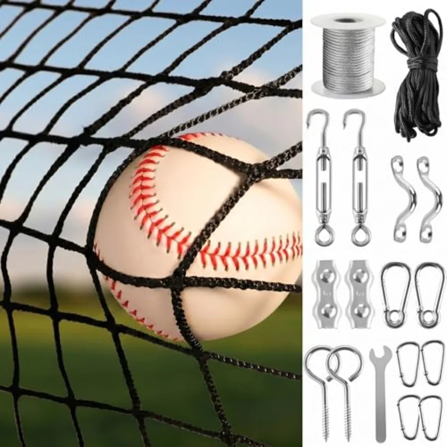 Baseball Softball Backstop Nets, Sports Net 33Feet Rope or, Nylon Nets Also for Basketball Soccer Lacrosse Hockey