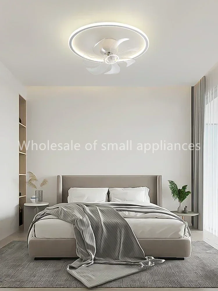 220Vnew fan light invisible silent rotating shaking head bedroom ceiling light geometric study restaurant lighting electric fan