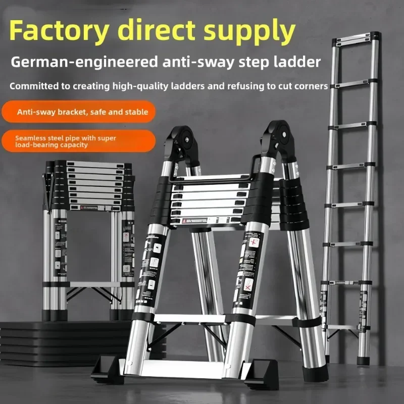 A Frame Foldable Home Construction Ladder Multifunction Ladder Stainless Steel Telescoping Ladder Multifunctional Dual Use