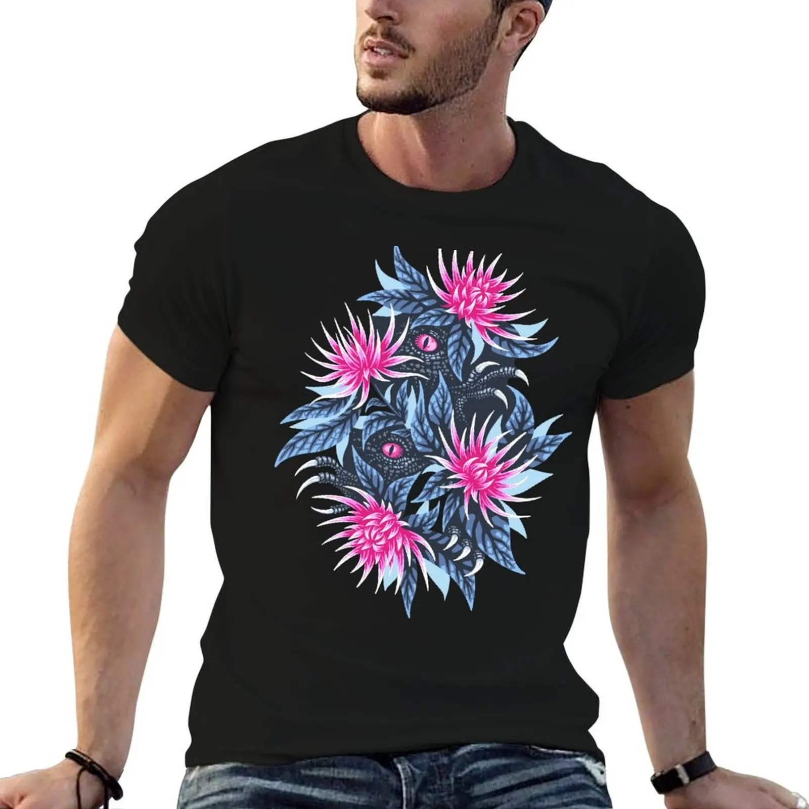 Hidden Creatures - Pink / Grey T-Shirt rapper graphic tees tops oversized t shirt men