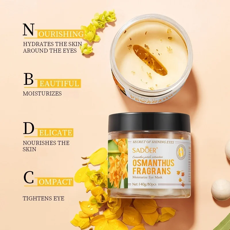 80 قطعة من قناع عين أوسمانثوس، تحتوي على جوهر مستخلص أوسمانثوس، ترطيب وترطيب، مغذي للعيون، تحسين البشرة حول العينين، مناسبة للعناية اليومية بالعين، هدايا للأم في عيد الأم