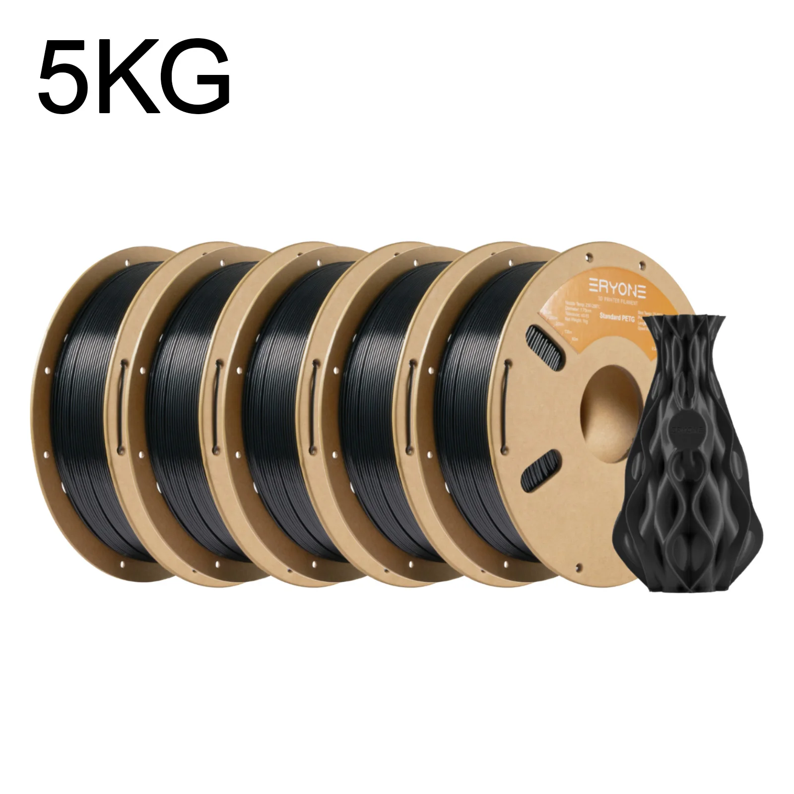 

ERYONE5KG Standard PETG Filament for 3D Printer, 1.75mm +/-0.03mm, 1kg(2.2LBS)/Spool
