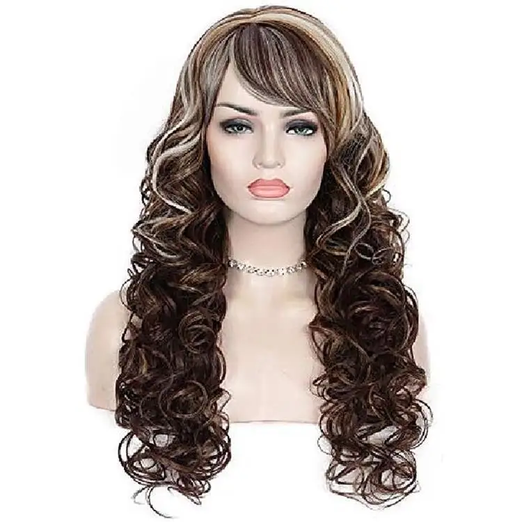 

Mixed Color Long Curly Hair Synthetic Fiber Ladies Wig