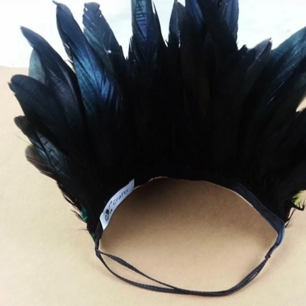 

Красочный индийский головной убор из перьев, аксессуар для волос, индийская повязка на голову с ремешком, фасцинатор, головной убор для костюма павлина, для выступлений