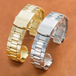 12mm 14mm 16mm 18mm 20mm 22mm Stainless Steel Watch Band Folding Buckle Universal Bracelet Men Women Replacement Watch Strap