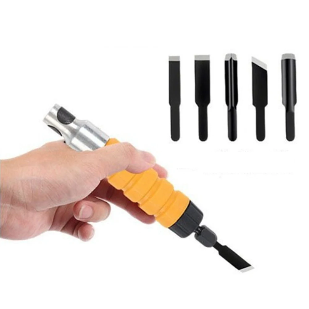 5-Piece Electric Wood Chisel Head Set Compatible with Hanging Grinder and Flexible Shaft for Professional Carving