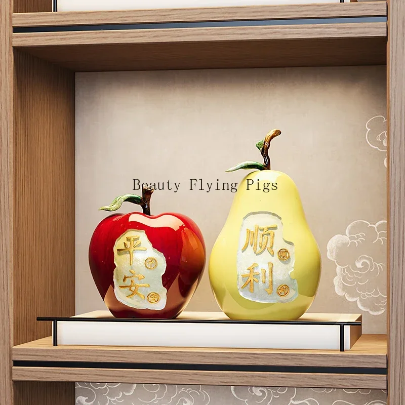 1pc Resin Fruit Ornaments Apple, Pear Shaped Homestay Decoration Blessing A Birthday Present Christmas Interior Decorations