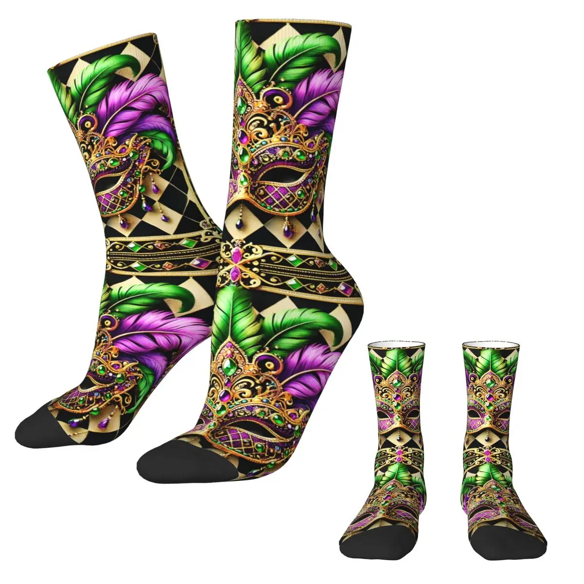 

Mardi Gras 2025 Print Stockings Pattern Harajuku Socks Winter Non Slip Socks Men's Running Sports Comfortable Socks