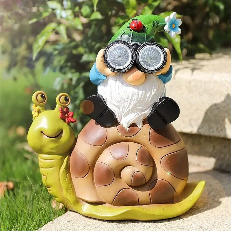 AB66-Figurine Funny Elf Knomes Decor For Home Yard Lawn Porch Garden Gnome Snail Statue Decor