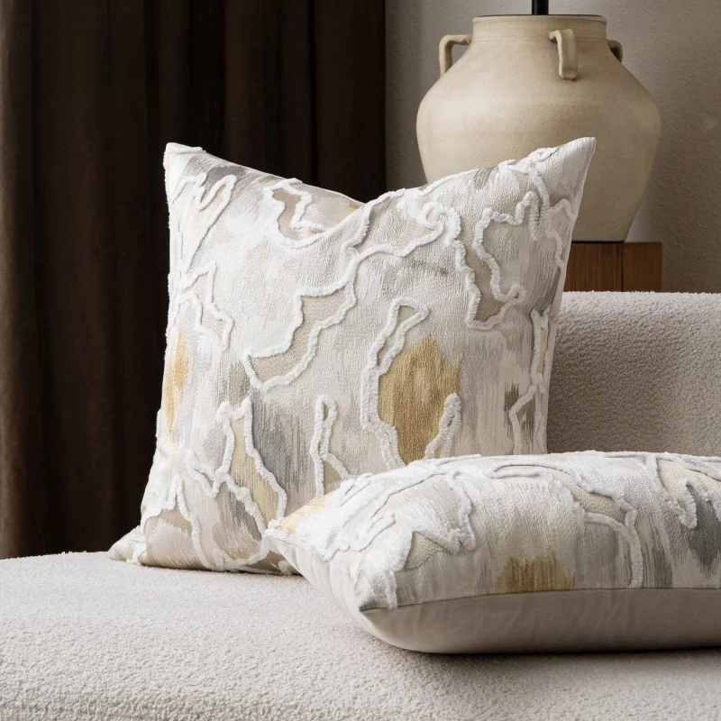 Velvet Chain Jacquard Pillows 3D Modern Cushion Case Luxury Geometric Decorative Pillow Cover For Sofa Chair Home Decorations