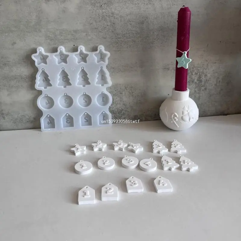 Kerstboom Ornament Mold Epoxyhars Nummer Hangende Hanger Siliconen Mal Dropship