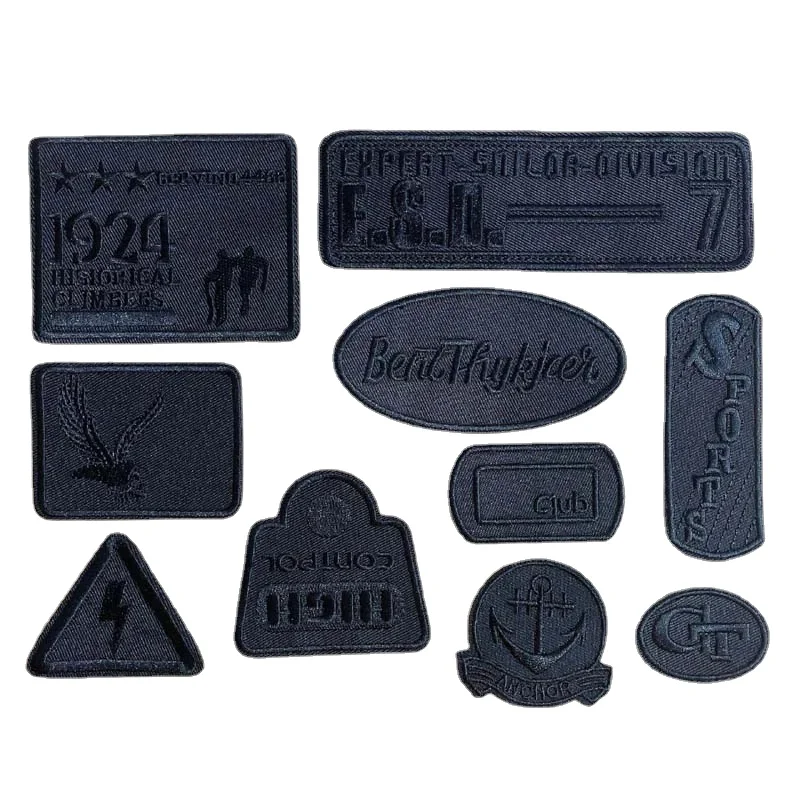 Black Fabric Embroidery Applique Self-Adhesive Patches,\