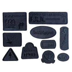 Black Fabric Embroidery Applique Self-Adhesive Patches,