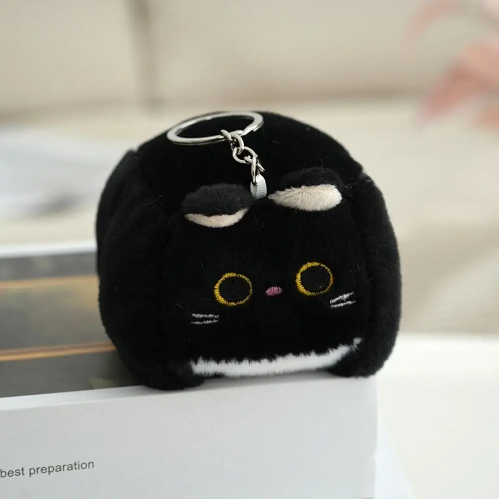 Breloczek Pluszowy Kot Kwadratowy Miękki Puszysty Kot Kalkomania Breloczek Pluszowy Niebieski Kotek Pluszowa Zabawka Brelok