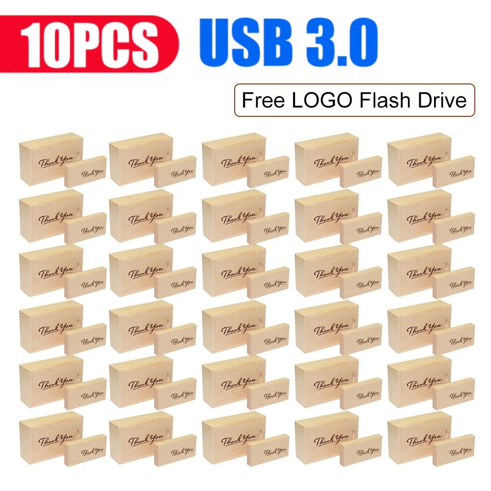 10 шт./лот деревянный флэш-накопитель USB 3,0 для фотографий, свадебные подарки, бесплатный индивидуальный логотип, карта памяти 128 ГБ, деревянные флешки из ореха, 16 ГБ