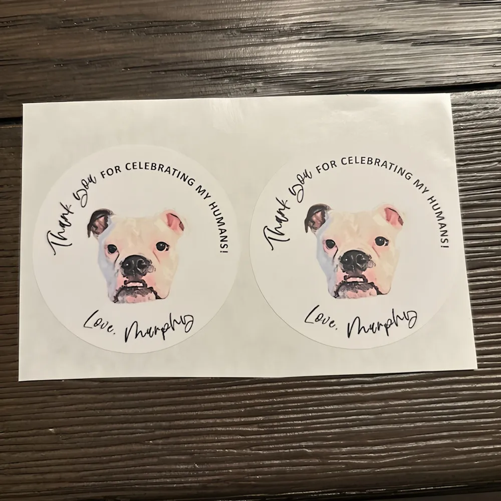 

Custom Dog Wedding Favor Stickers, Dog of Honor Personalized Pet Photo Wedding Favor Label, Dog Treat Bag Thank You For Celebrat