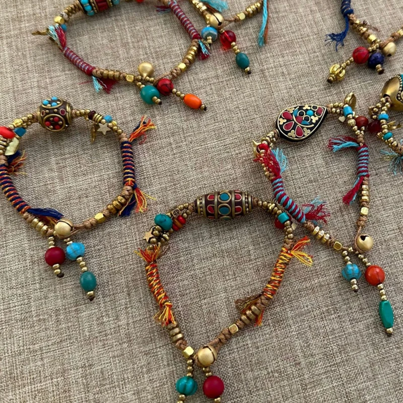 Heißer Verkauf: Ethnisches Tibetisches Glocken-Armband, Kreatives Perlenarmband, Verstellbarer Schmuck, Geschenk für Frauen