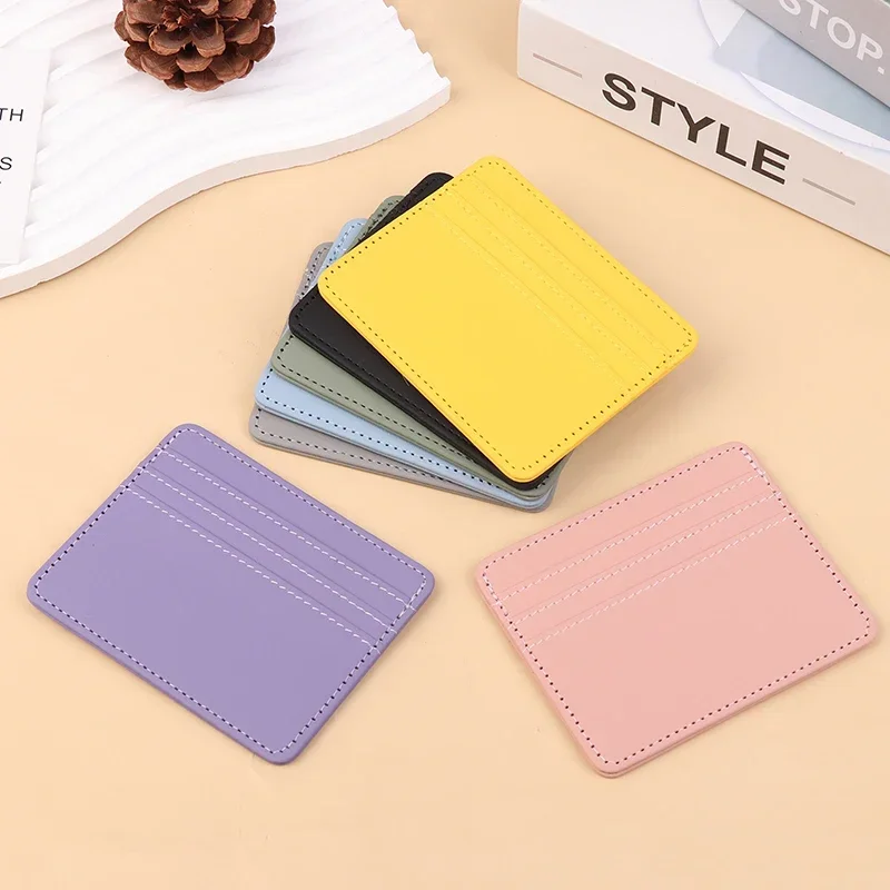 Mini Ultra-thin Leather Wallet 4 Slots Cardholder Slim Bank Credit Card Holder Men's Business Small ID Case for Women Purse